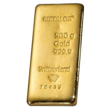 Certificated 500g Gold Metalor Bar 
