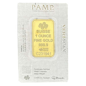 Certified 1 Oz Gold Bar PAMP Suisse