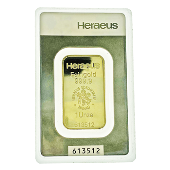 Certified 1 Oz Gold Bar Heraeus