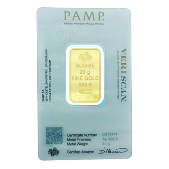 Certified 20g Gold Bar PAMP Suisse