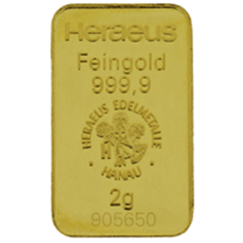 Certified 2g Gold Bar Heraeus