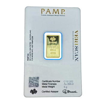 Certified 5g Gold Bar PAMP Suisse