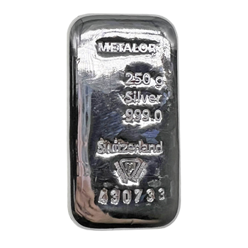 Cast 250g Silver Bar Metalor