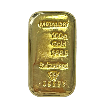 Cast 100g Gold Bar Metalor
