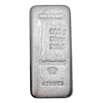 Cast 500g Silver Bar Metalor