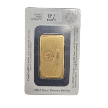 Certified 20g Gold Bar CHafner