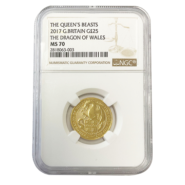 GRMS70- 1/4 Oz Queens Beasts Red Dragon of Wales