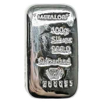 Certified 100g Silver Bar Metalor