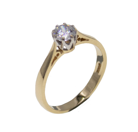 14ct Yellow Gold Solitaire CZ Gemset Ring