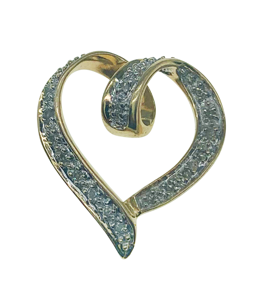 9ct Yellow Gold Diamond Heart Pendant