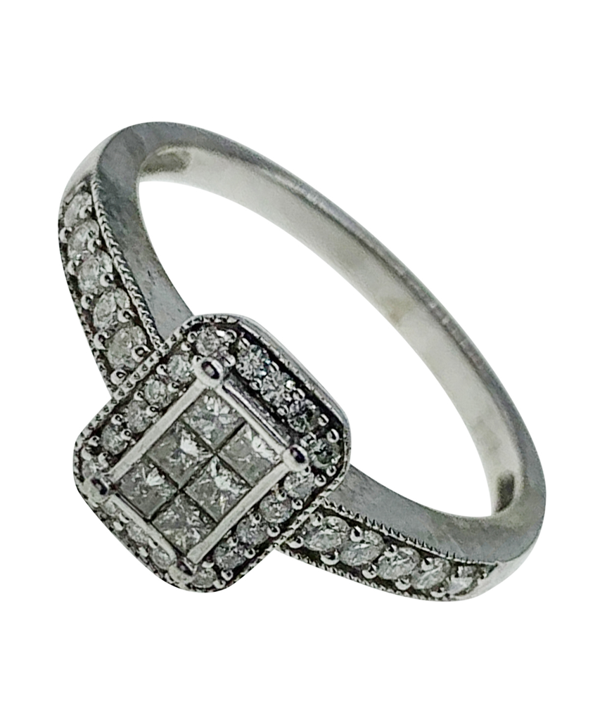 9ct White Gold Diamond Cluster Ring