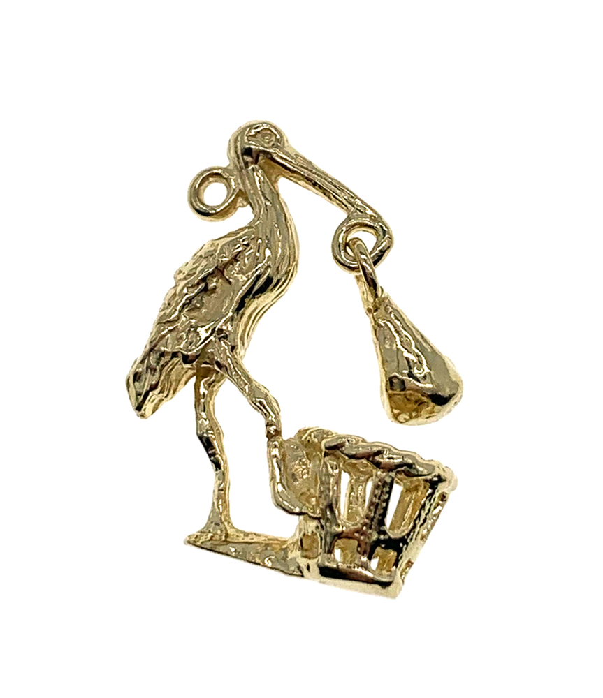 9ct Yellow Gold Stalk & Baby Basket Charm
