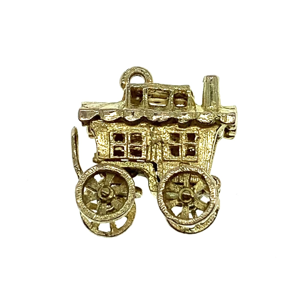 9ct Yellow Gold Gypsy Wagon Charm 