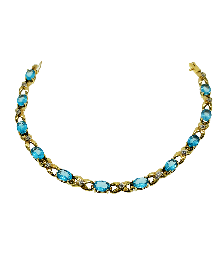 9ct Yellow Gold Diamond & Topaz Bracelet