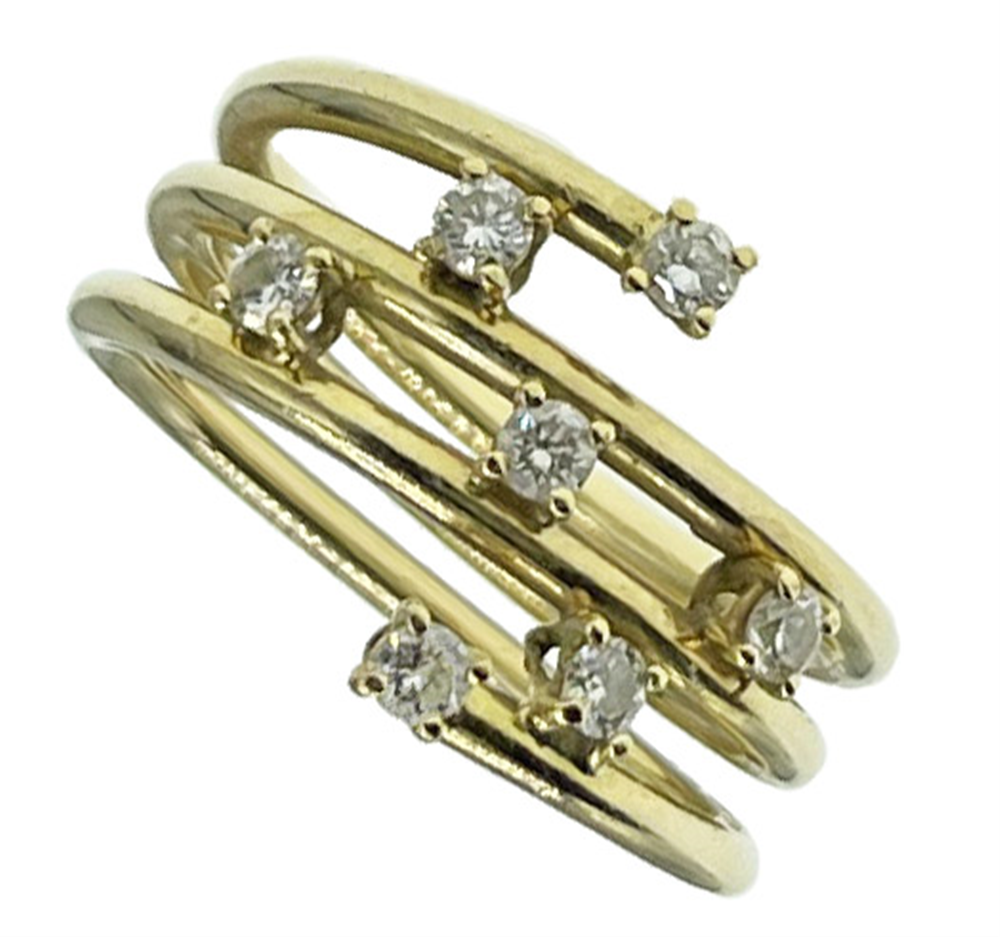18ct Yellow Gold Swirl Design Diamond Ring 