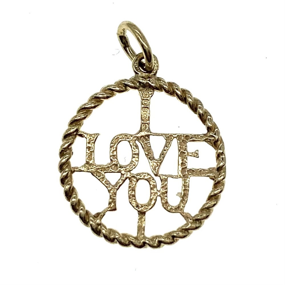 9ct Yellow Gold I Love You Charm