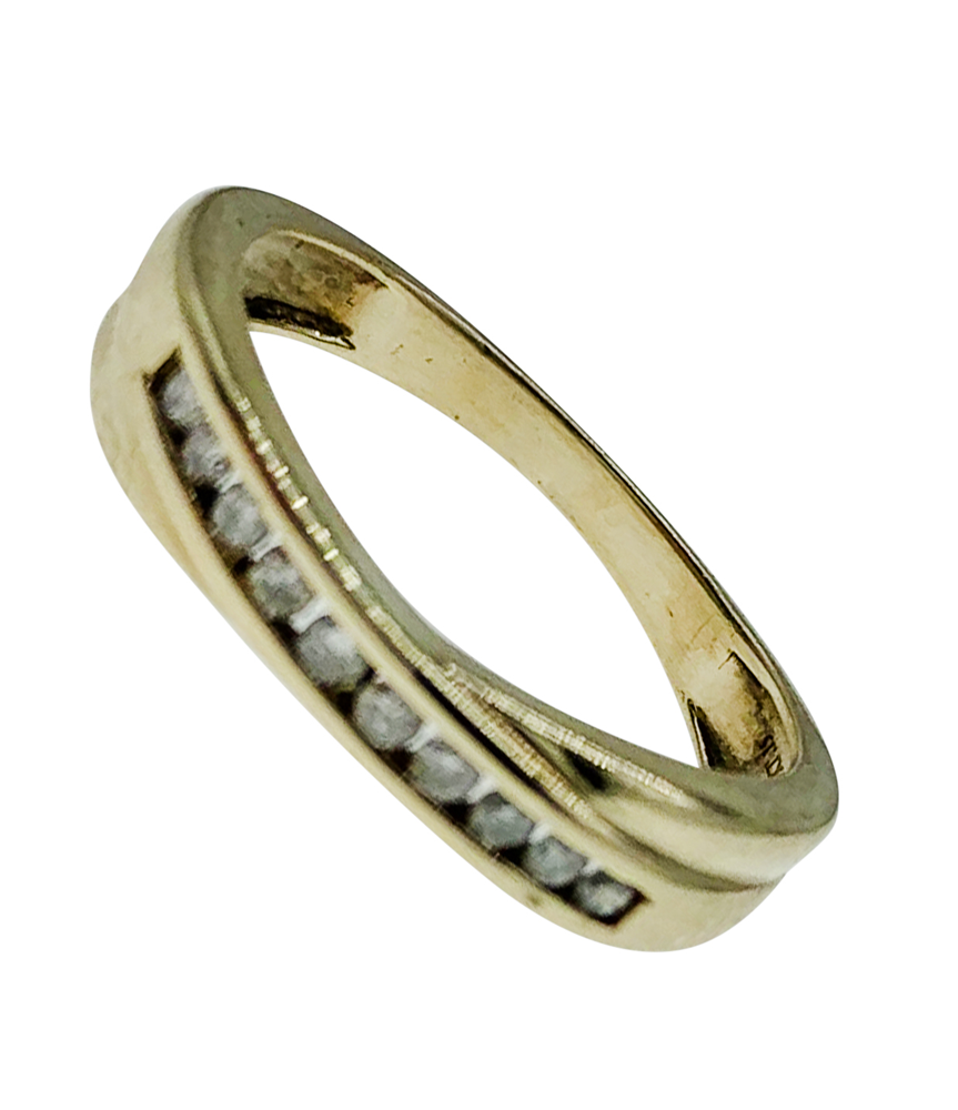 9ct Yellow Gold Diamond Crossover Ring