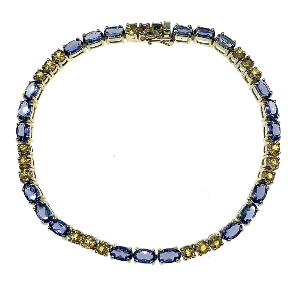 9ct Yellow Gold Stone Set Tennis Bracelet 