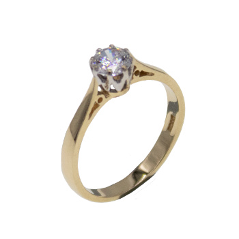 14ct Yellow Gold Solitaire CZ Gemset Ring