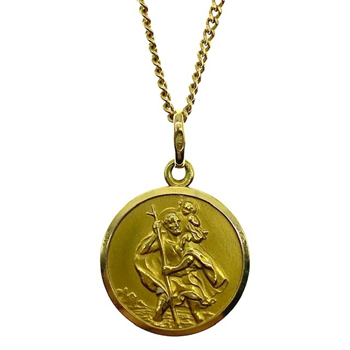 18ct Yellow Gold Curb Chain With St. Christopher