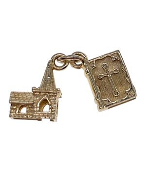 9ct Yellow Gold Church and Bible Charm