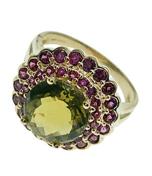 9ct Yellow Gold CZ Cluster Dress Ring