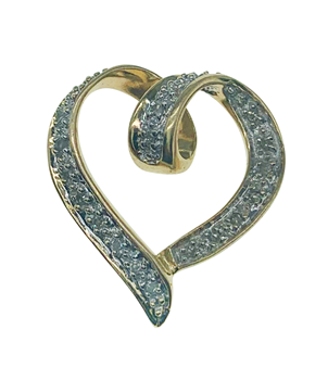 9ct Yellow Gold Diamond Heart Pendant