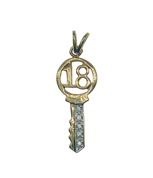 9ct Yellow Gold 18 Key Pendant with Diamond 