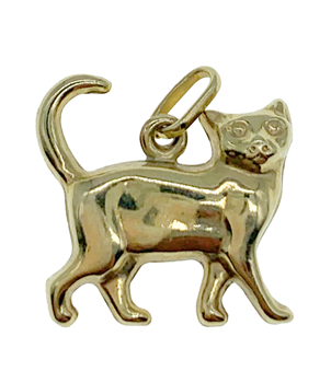 9ct Yellow Gold Cat Charm