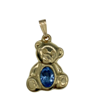 9ct Yellow Gold Teddy Bear Pendant with CZ Centre Stone