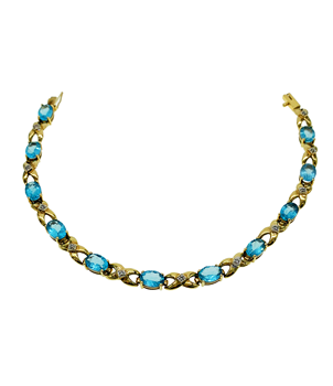9ct Yellow Gold Diamond & Topaz Bracelet