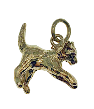 9ct Yellow Gold Cat Charm 