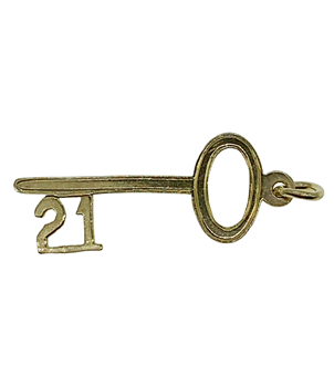 9ct Yellow Gold '21' Key Charm