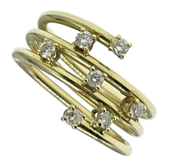 18ct Yellow Gold Swirl Design Diamond Ring 