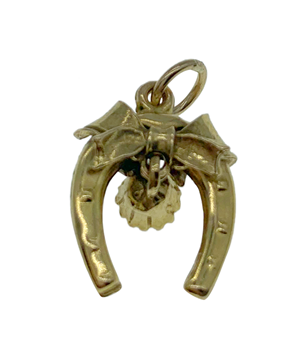 9ct Yellow Gold Horse Shoe And Bell Charm
