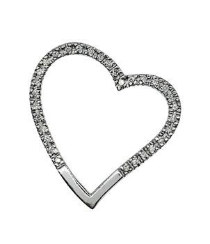 9ct White Gold Stone Set Heart Pendant