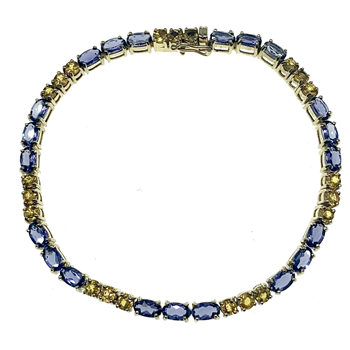 9ct Yellow Gold Stone Set Tennis Bracelet 