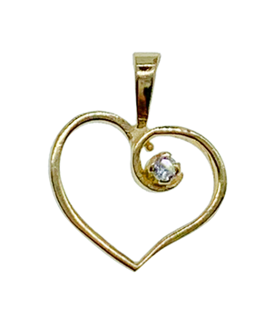 9ct Yellow Gold Heart Charm With CZ