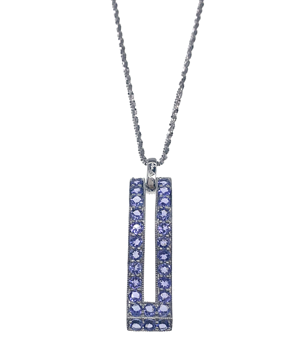 9ct White Gold Fine Stone Set Pendant and Chain