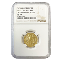 GRMS70- 1/4 Oz Queens Beasts Red Dragon of Wales