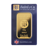 Certified 50g Gold Bar Baird London