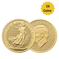 2026 Gold Britannia 1 Oz - 25 Coin Tube 