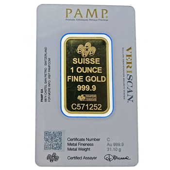 Certified 1 Oz Gold Bar PAMP Suisse