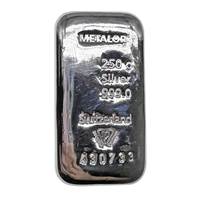 Cast 250g Silver Bar Metalor
