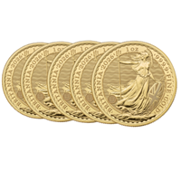 2026 Gold Britannia 1 Oz  - 5 Coin Bundle