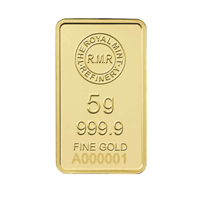 Certified 5g Gold Bar Royal Mint